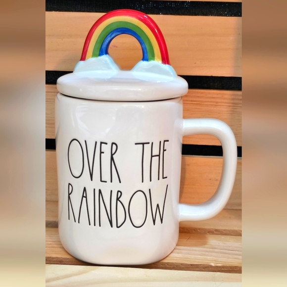 Rae Dunn Other - Rae Dunn NEW Rainbow White Ceramic 16 Oz Lidded Mug.
